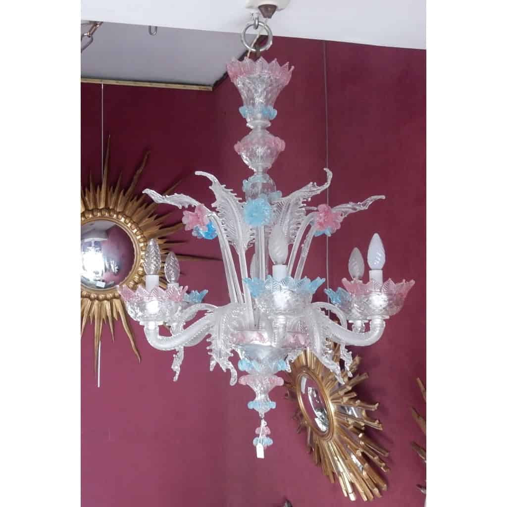 1970′ Lustre Murano Bleu et Rose | Biron ||||||||
