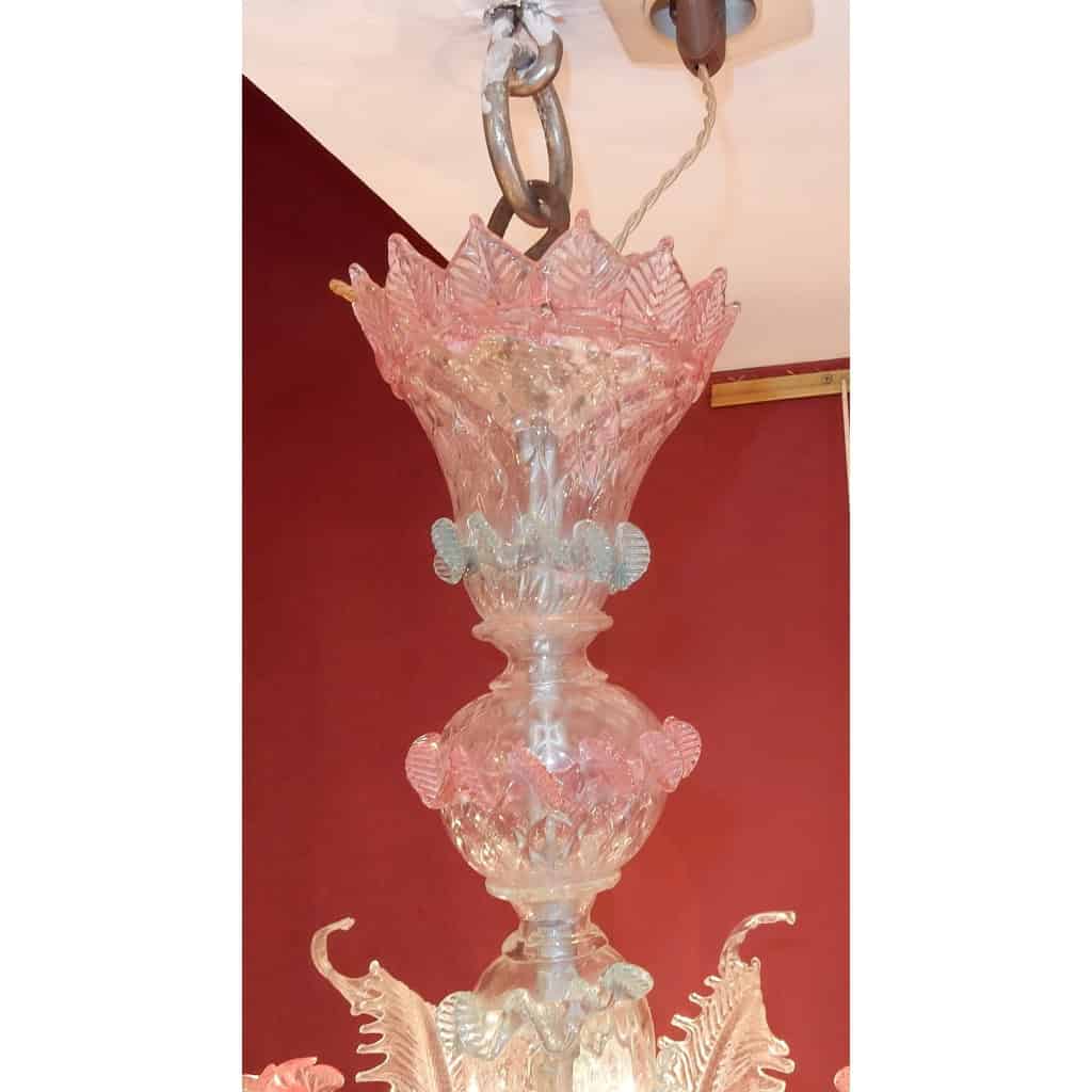 1970′ Lustre Murano Bleu et Rose | Biron 1970′ Lustre Murano Bleu et Rose