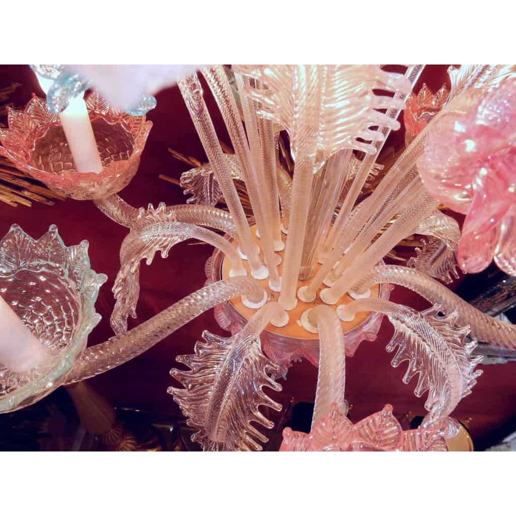 1970′ Lustre Murano Bleu et Rose | Biron 1970′ Lustre Murano Bleu et Rose