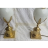 1950/70′ Paire de Lampes Opaline Blanche Style Charles