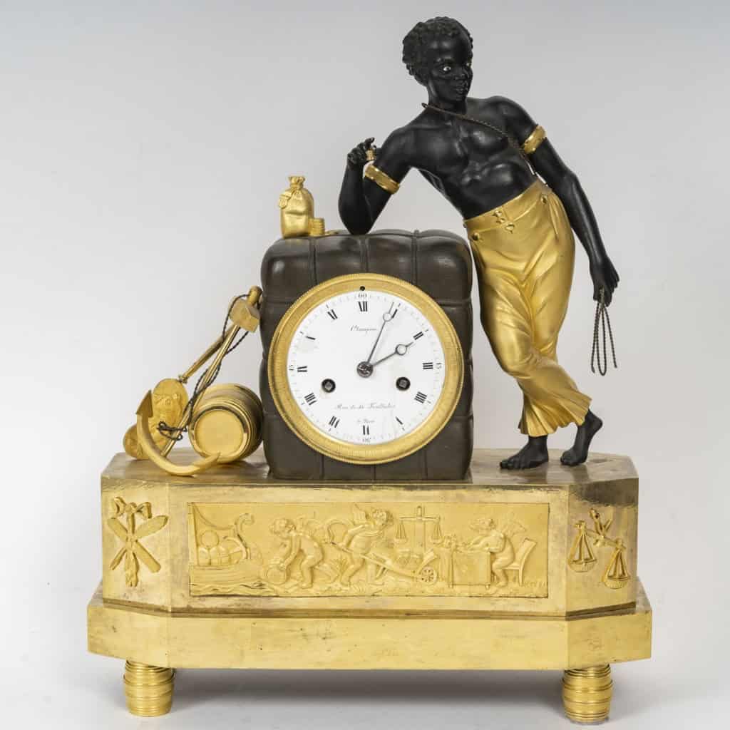 Pendule Au Matelot D’époque Empire, Dite « Au Nègre », Bronze Doré Et Bronze Patiné d’après Deverberie | Biron |||||||||||