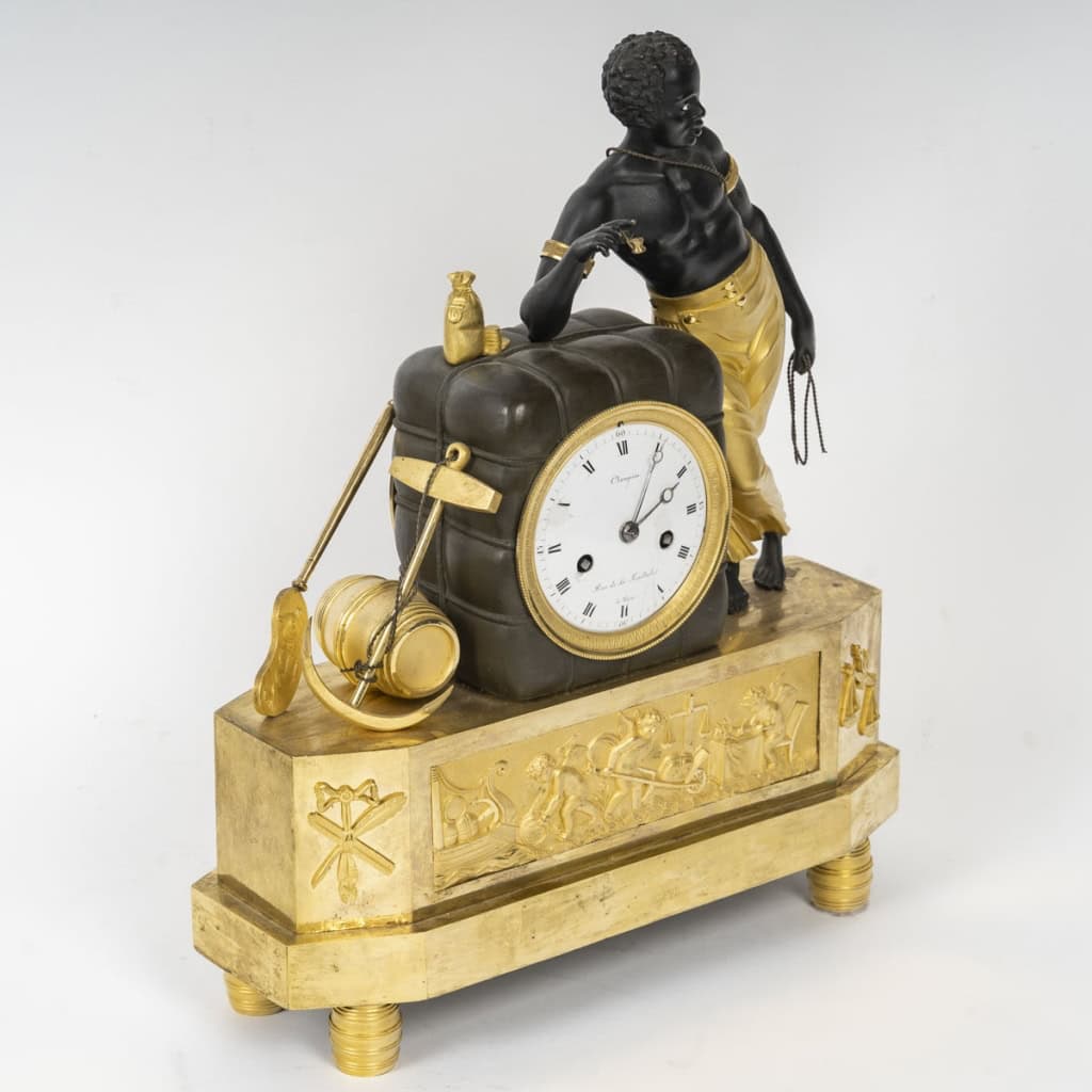 Pendule Au Matelot D’époque Empire, Dite « Au Nègre », Bronze Doré Et Bronze Patiné d’après Deverberie | Biron Pendule Au Matelot D’époque Empire, Dite « Au Nègre », Bronze Doré Et Bronze Patiné d’après Deverberie
