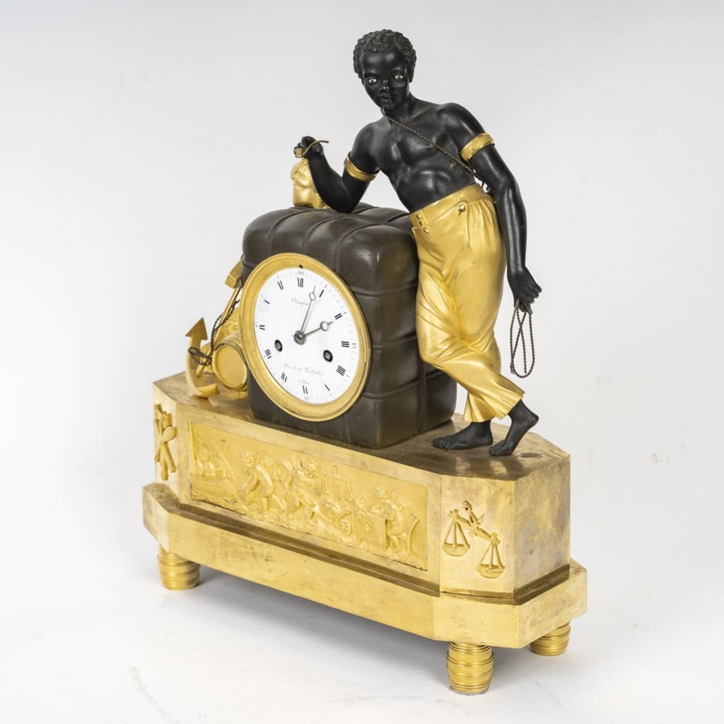 Pendule Au Matelot D’époque Empire, Dite « Au Nègre », Bronze Doré Et Bronze Patiné d’après Deverberie | Biron Pendule Au Matelot D’époque Empire, Dite « Au Nègre », Bronze Doré Et Bronze Patiné d’après Deverberie
