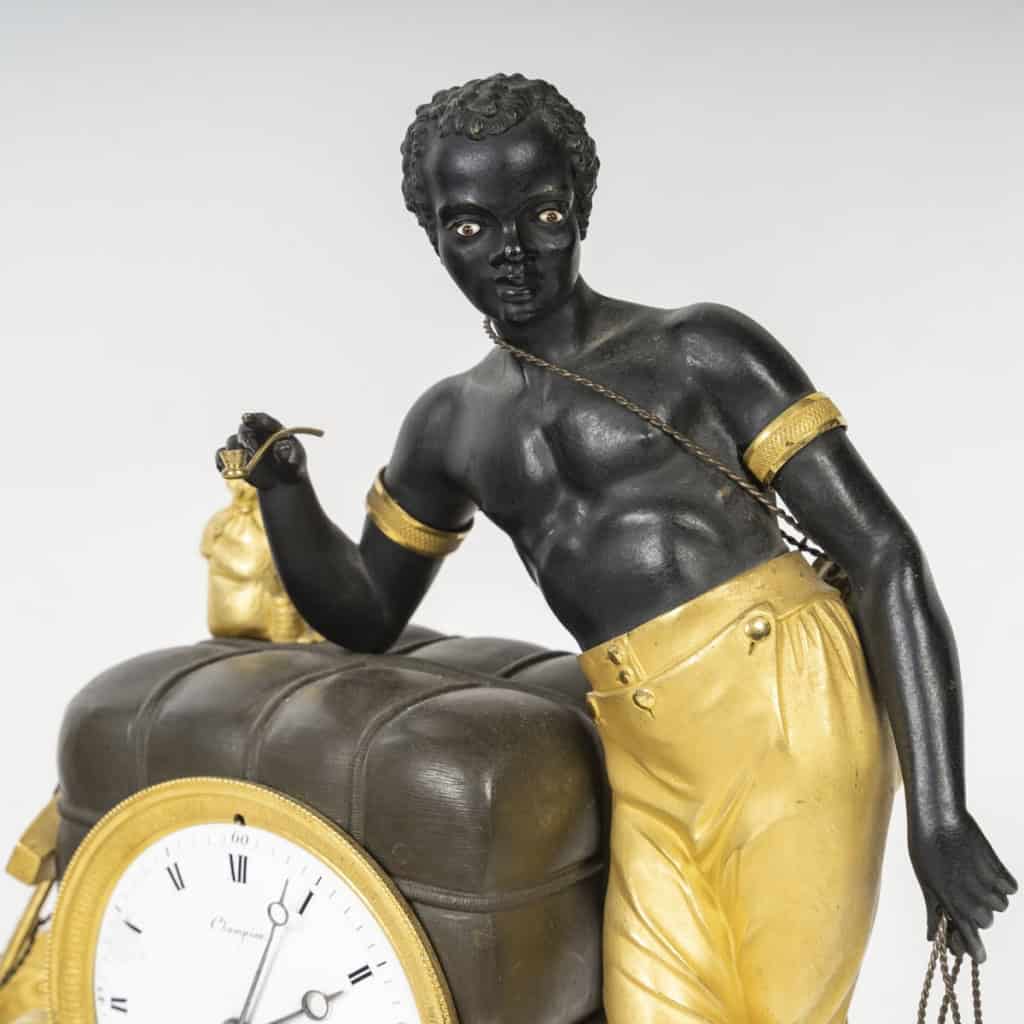 Pendule Au Matelot D’époque Empire, Dite « Au Nègre », Bronze Doré Et Bronze Patiné d’après Deverberie | Biron Pendule Au Matelot D’époque Empire, Dite « Au Nègre », Bronze Doré Et Bronze Patiné d’après Deverberie