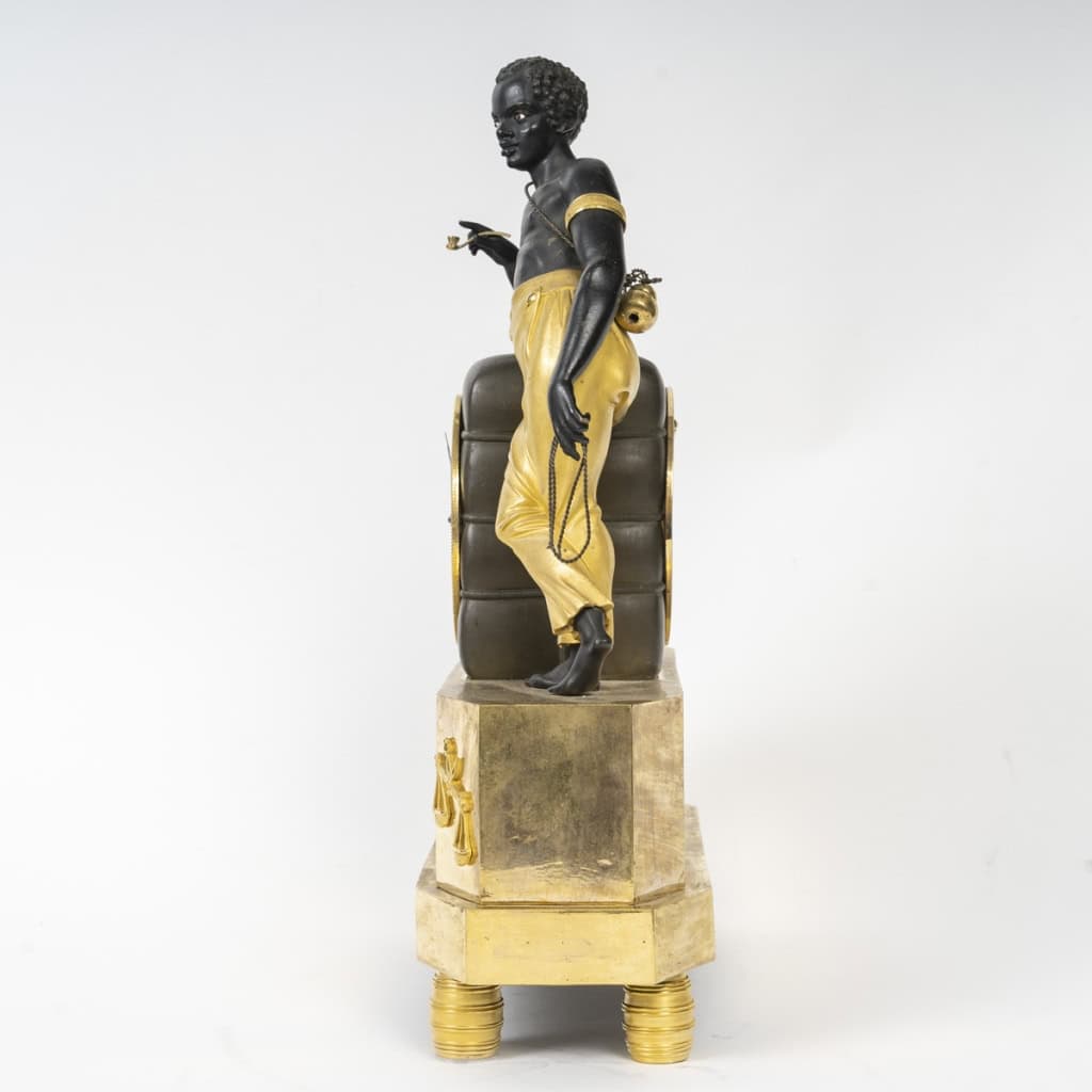 Pendule Au Matelot D’époque Empire, Dite « Au Nègre », Bronze Doré Et Bronze Patiné d’après Deverberie | Biron Pendule Au Matelot D’époque Empire, Dite « Au Nègre », Bronze Doré Et Bronze Patiné d’après Deverberie