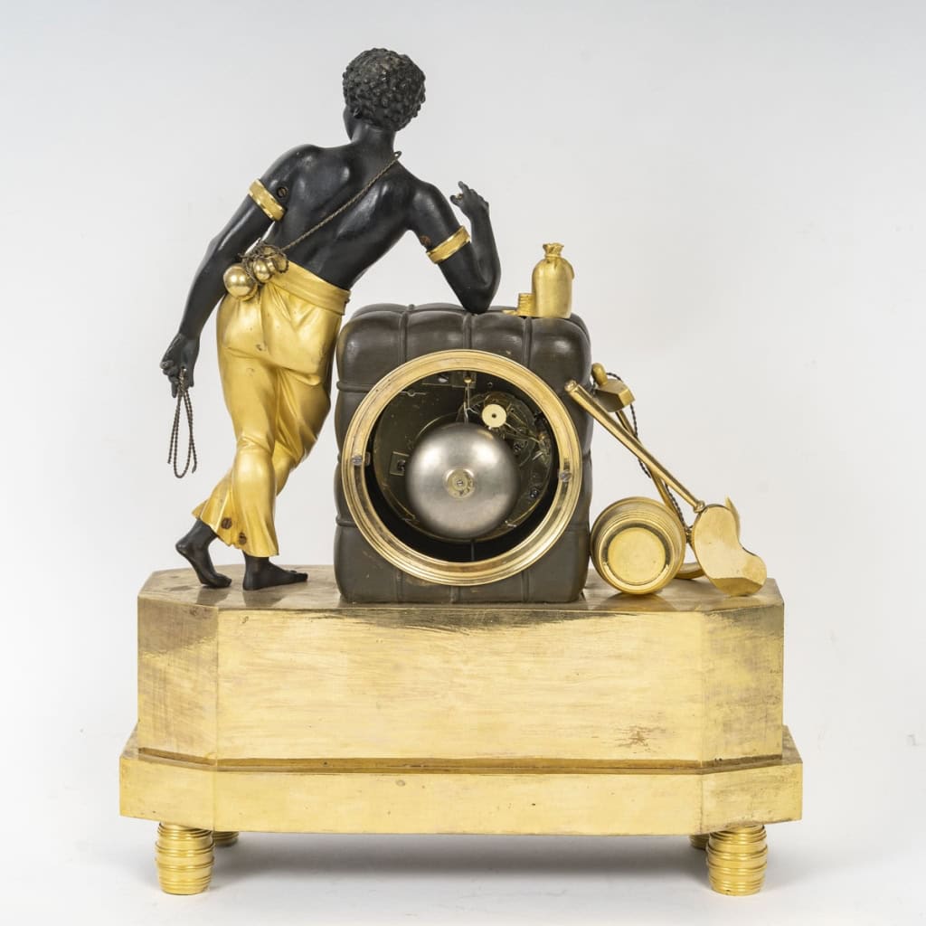 Pendule Au Matelot D’époque Empire, Dite « Au Nègre », Bronze Doré Et Bronze Patiné d’après Deverberie | Biron Pendule Au Matelot D’époque Empire, Dite « Au Nègre », Bronze Doré Et Bronze Patiné d’après Deverberie