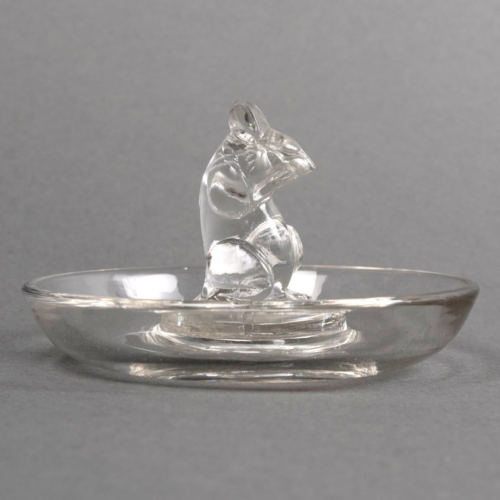 Cendrier Baguier « Souris » verre blanc de René LALIQUE | Biron ||||||