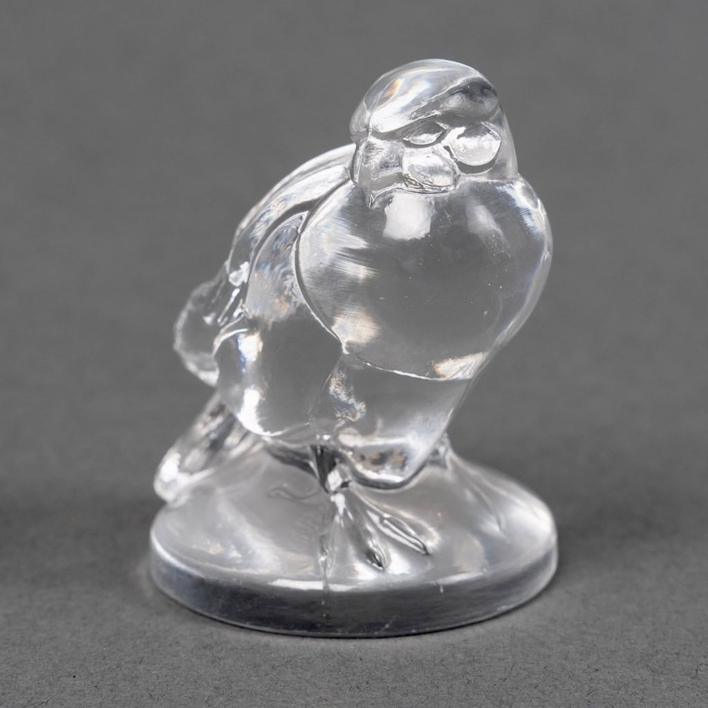 Cachet « Moineau » verre blanc de René LALIQUE | Biron Cachet "Moineau" verre blanc de René LALIQUE