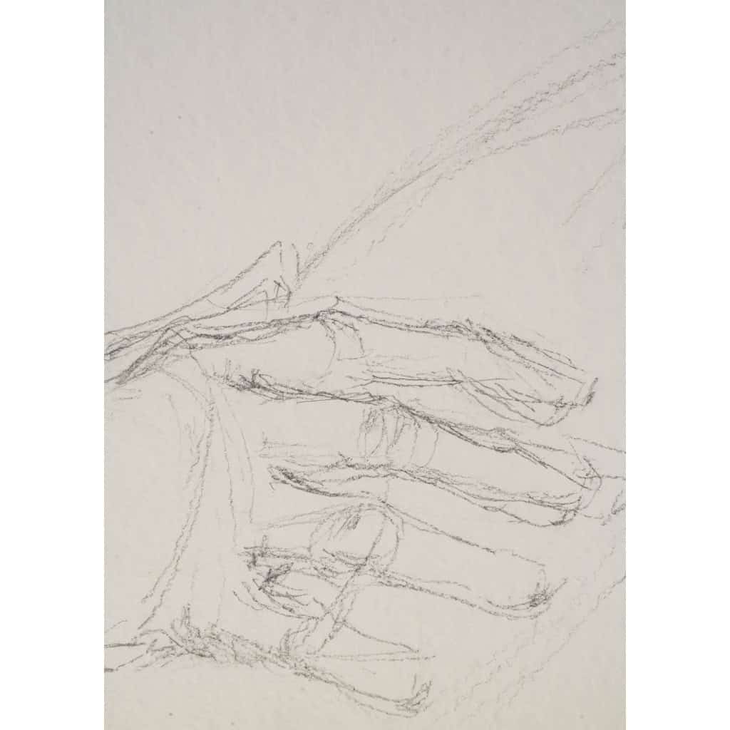Dessin sur papier, dessin préparatoir, l’homme à la balalaïka, XXème siècle. | Biron Dessin sur papier, dessin préparatoir, l’homme à la balalaïka, XXème siècle.