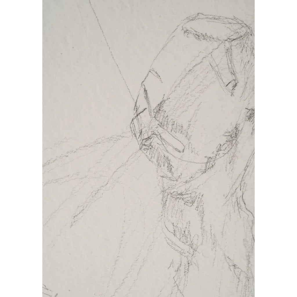 Dessin sur papier, dessin préparatoir, l’homme à la balalaïka, XXème siècle. | Biron Dessin sur papier, dessin préparatoir, l’homme à la balalaïka, XXème siècle.