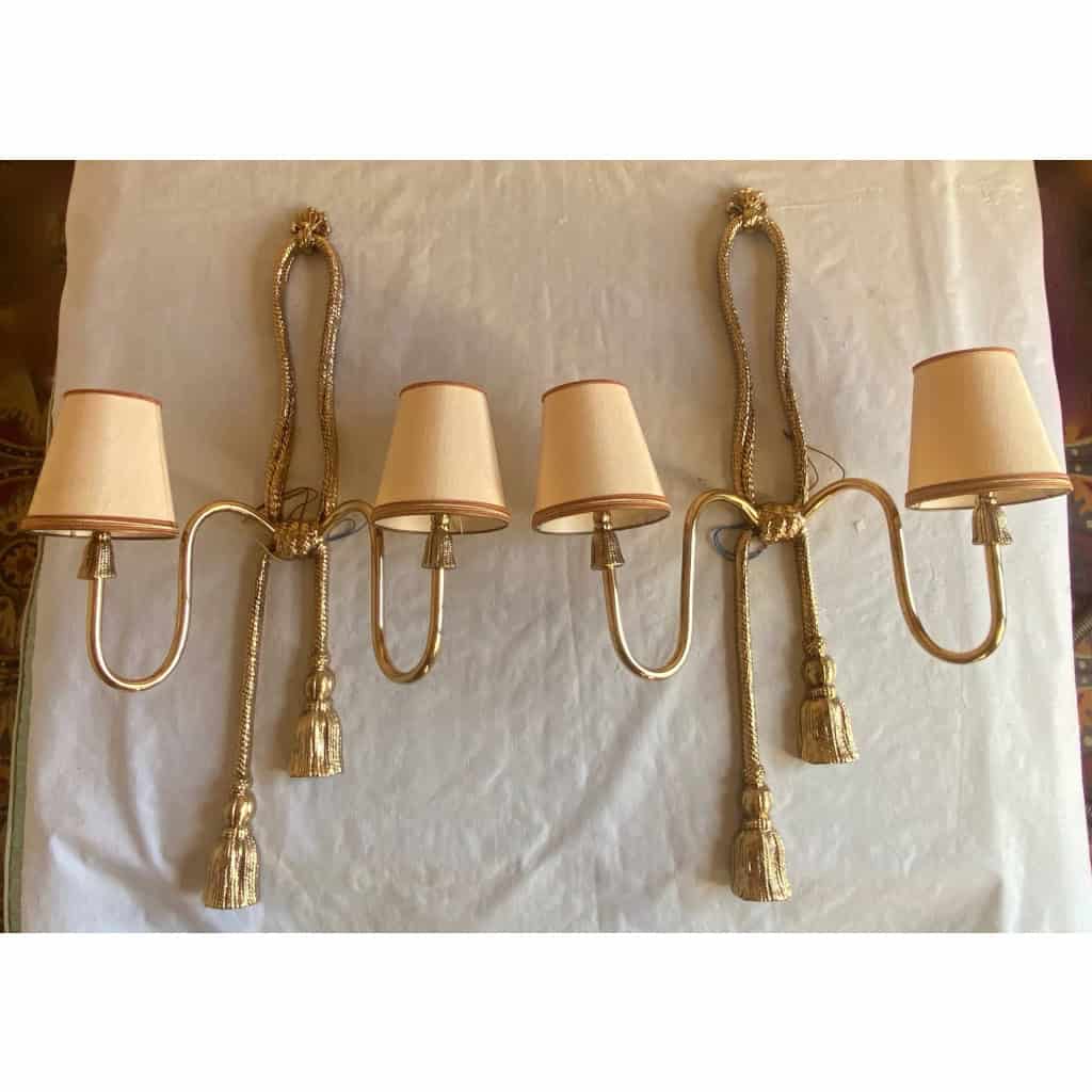 1970/80′ Paire D’Appliques En Bronze Doré Signées Valenti Decor Passementerie | Biron ||||||||