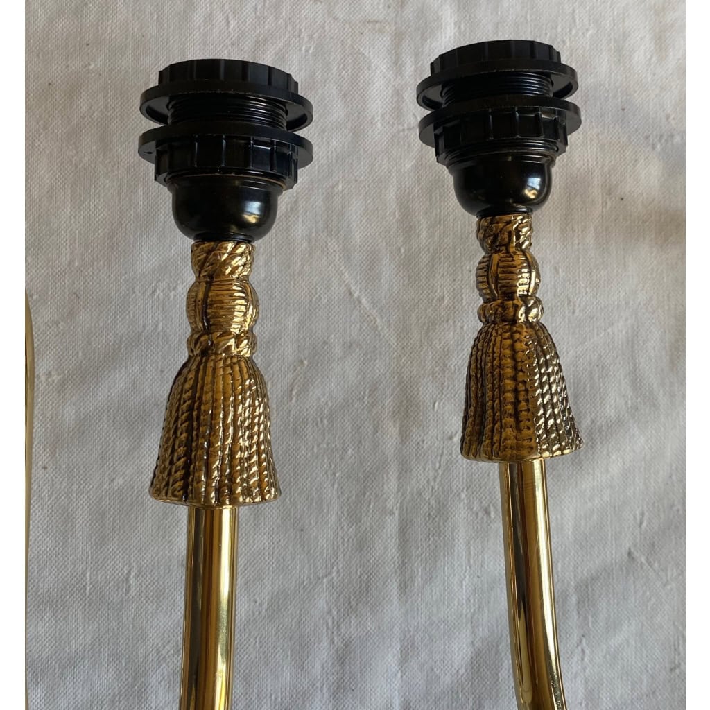 1970/80′ Paire D’Appliques En Bronze Doré Signées Valenti Decor Passementerie | Biron 1970/80′ Paire D’Appliques En Bronze Doré Signées Valenti Decor Passementerie