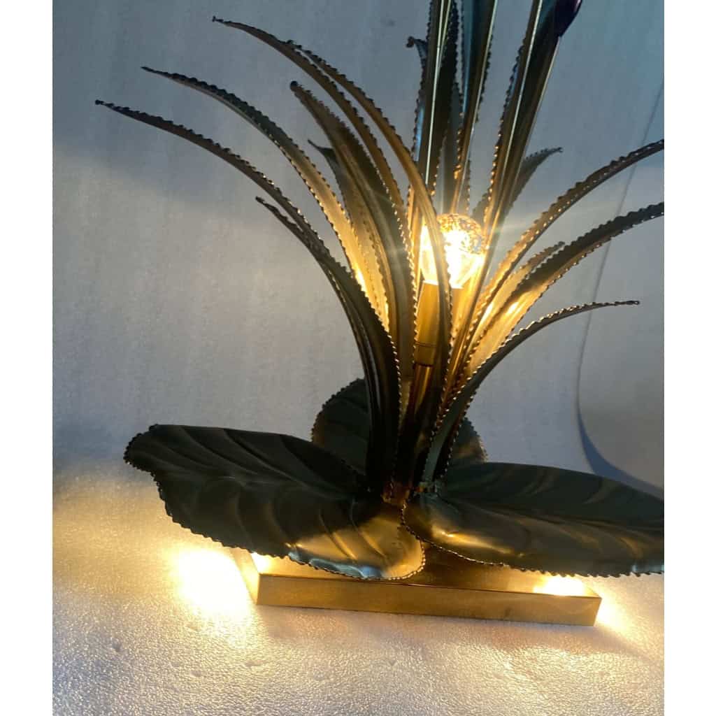 1970′ Lampe aux Roseaux Style Maison Jansen Laiton
