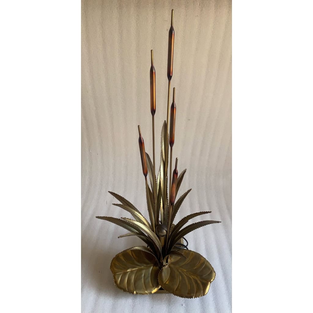 1970′ Lampe aux Roseaux Style Maison Jansen Laiton