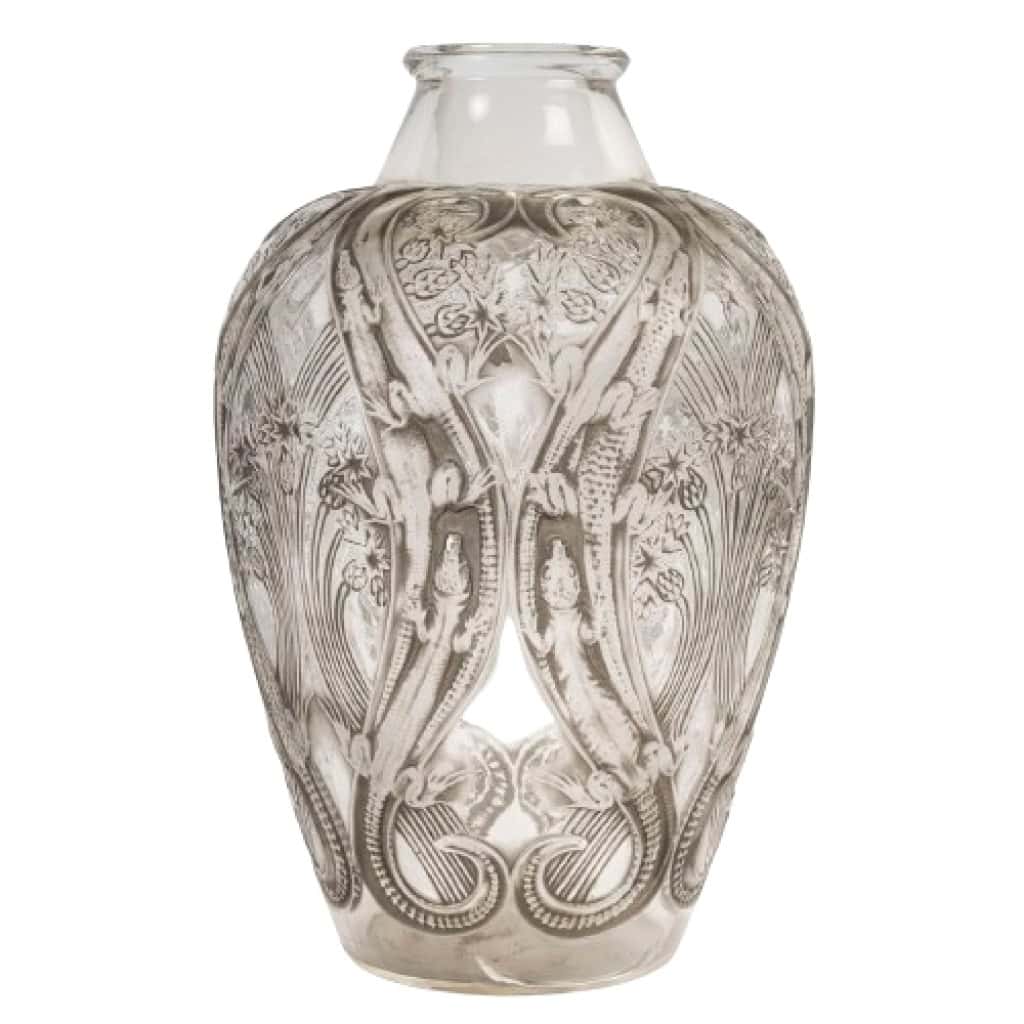 René Lalique,1913 : Vase “Lézards et Bluets” | Biron |||||||||