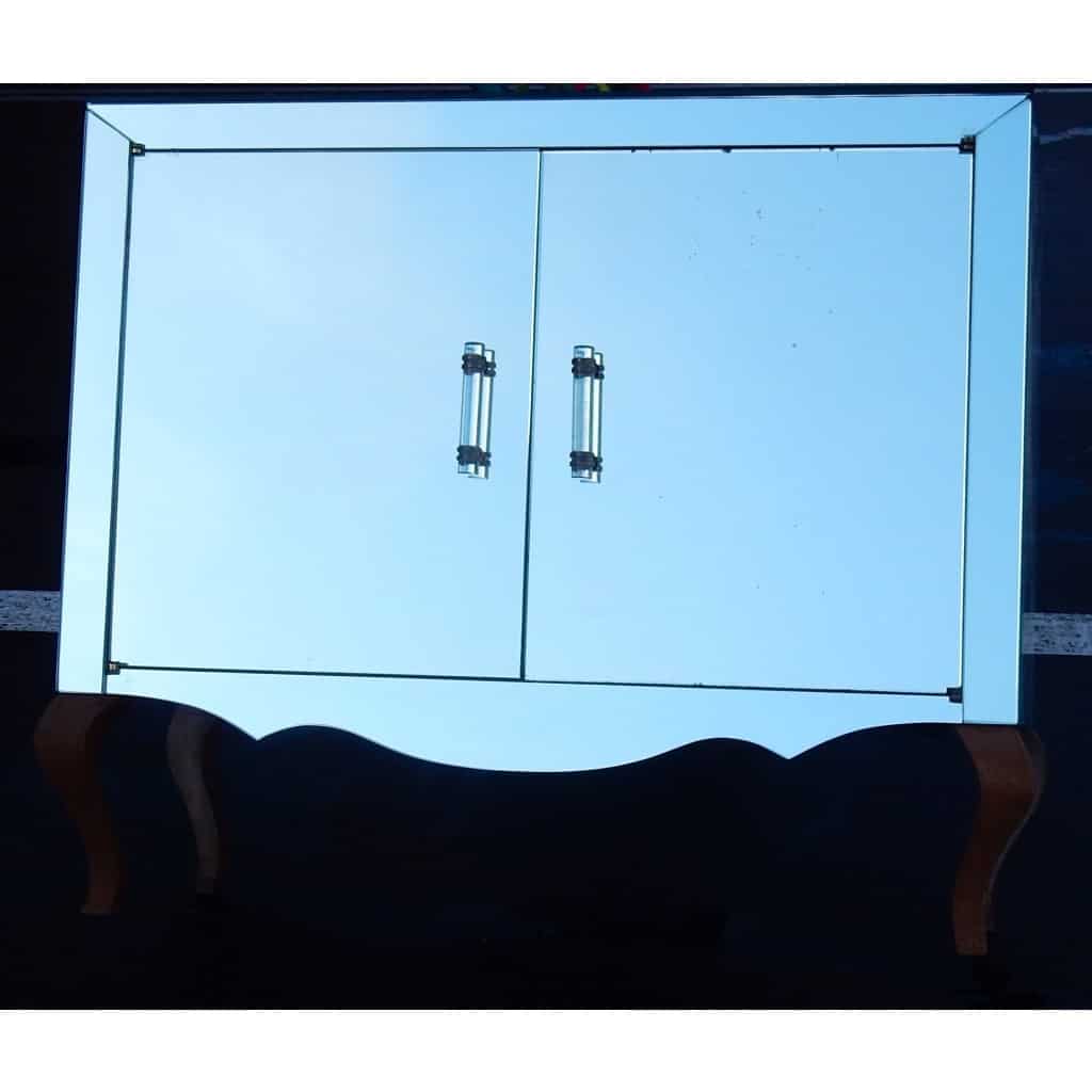 1940/50′ Buffet Art Déco Miroir 2 Portes 2 Poignées Verre