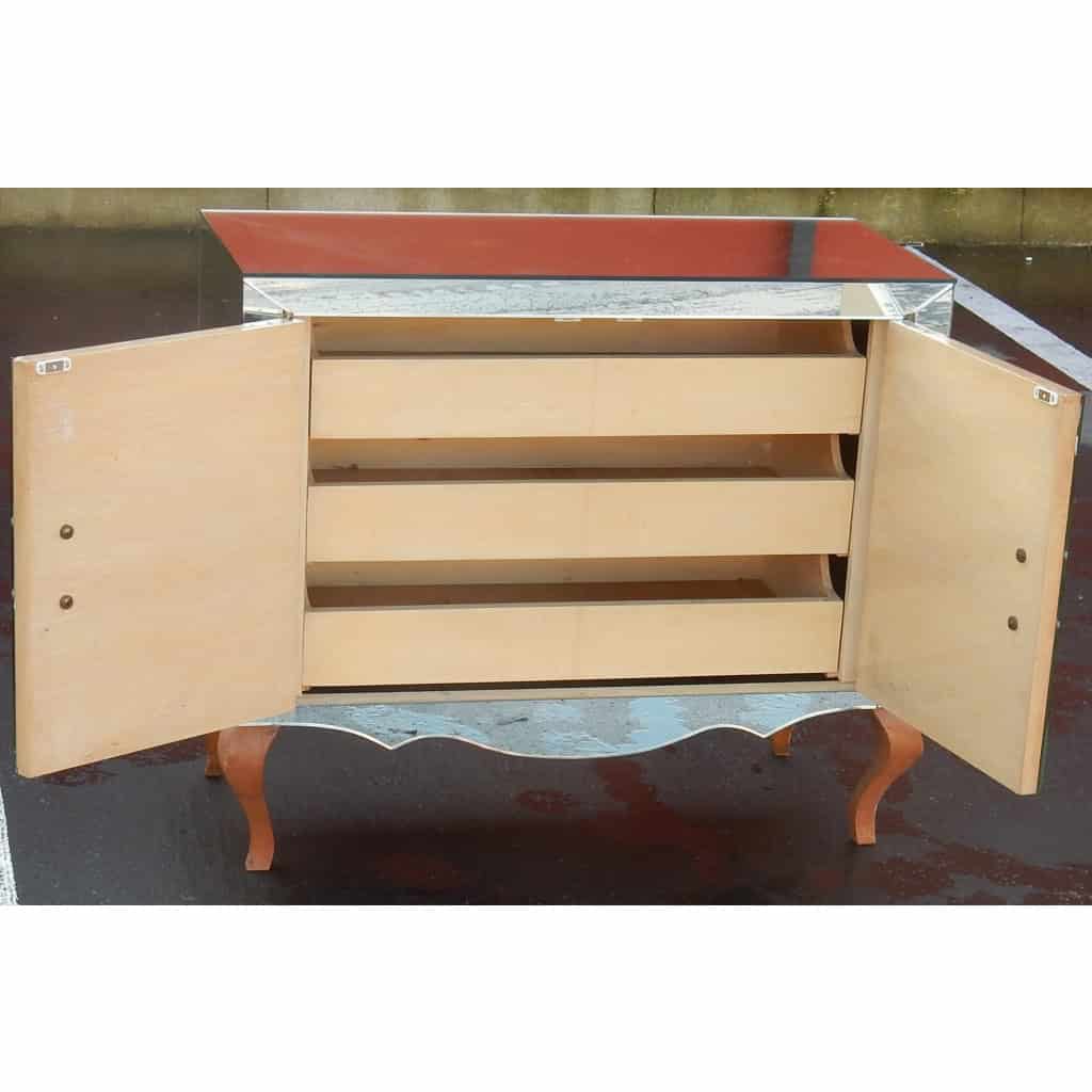 1940/50′ Buffet Art Déco Miroir 2 Portes 2 Poignées Verre