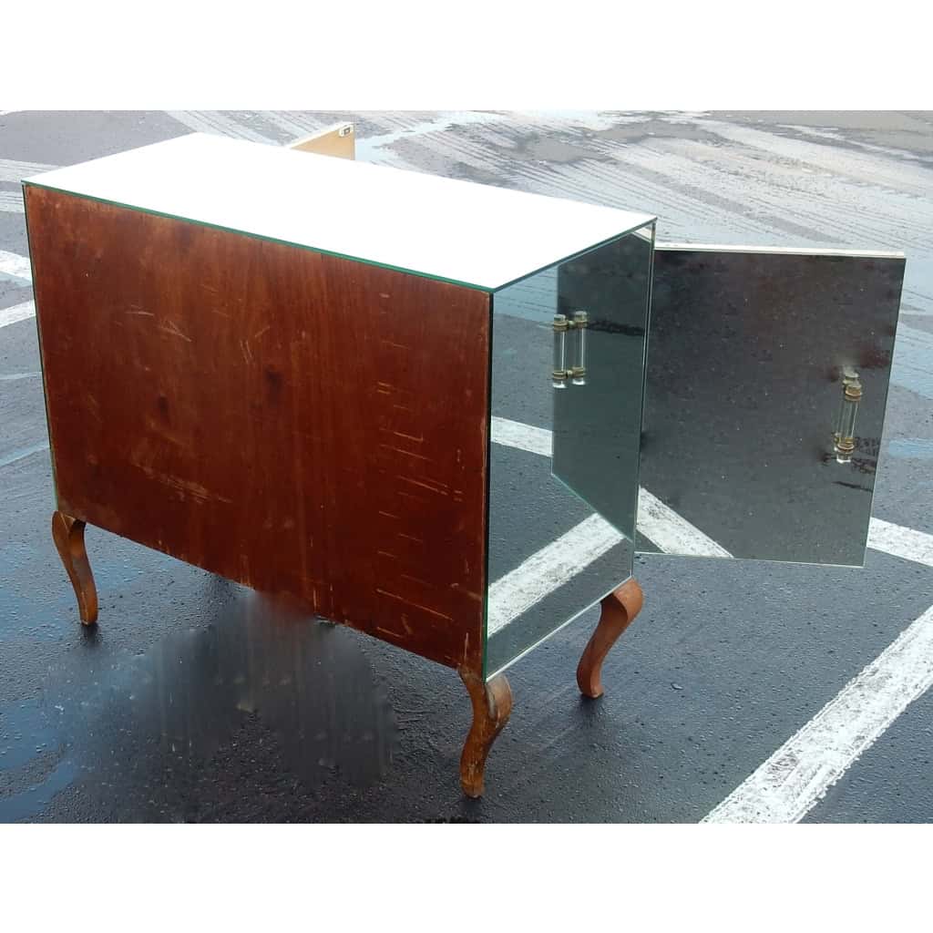 1940/50′ Buffet Art Déco Miroir 2 Portes 2 Poignées Verre