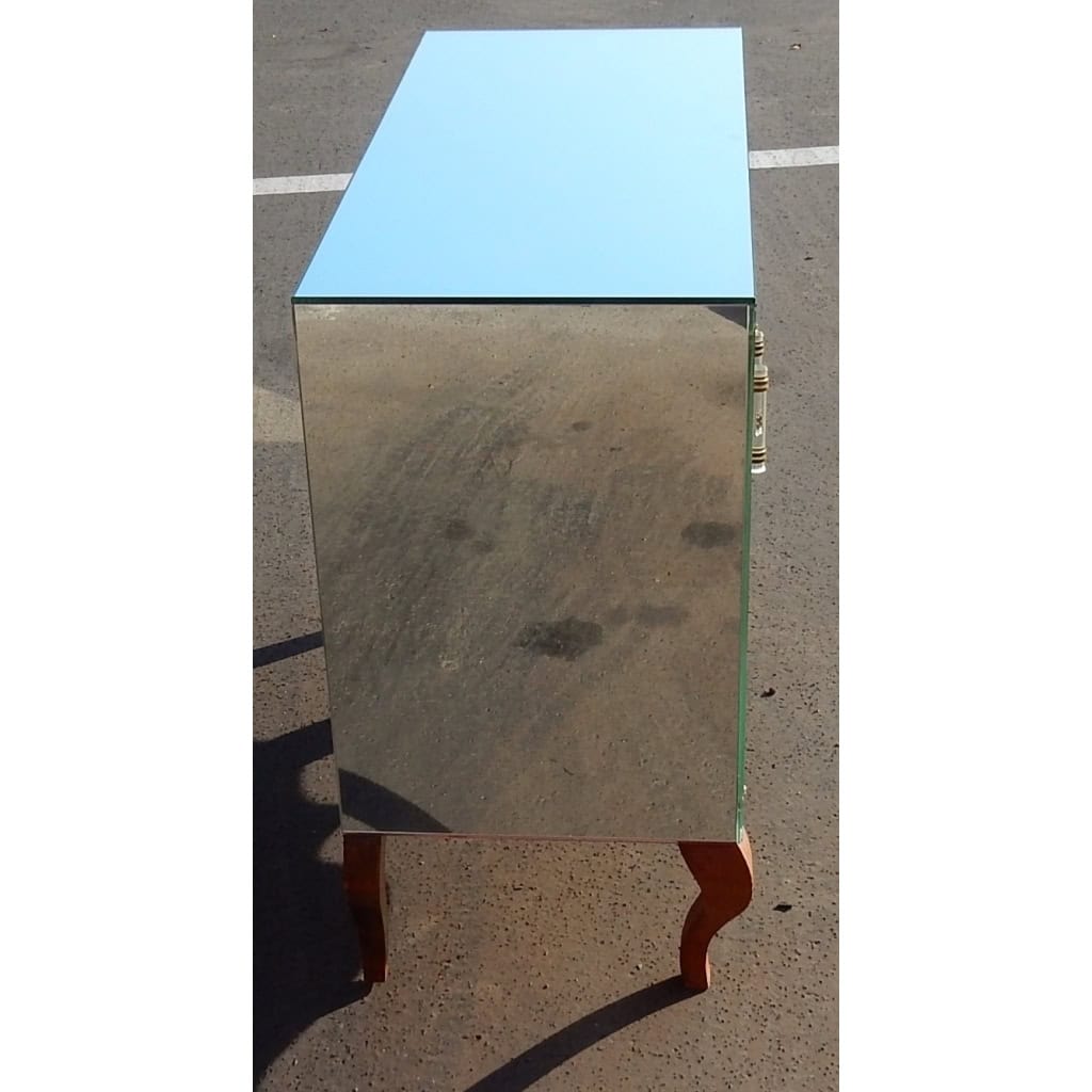 1940/50′ Buffet Art Déco Miroir 2 Portes 2 Poignées Verre