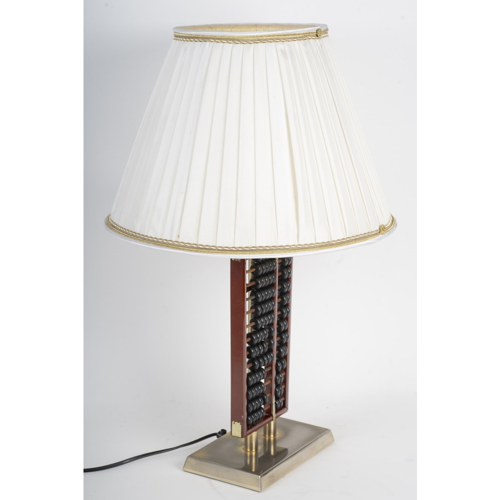 Lampe à poser, boulier en bois laqué et métal, 1960.
