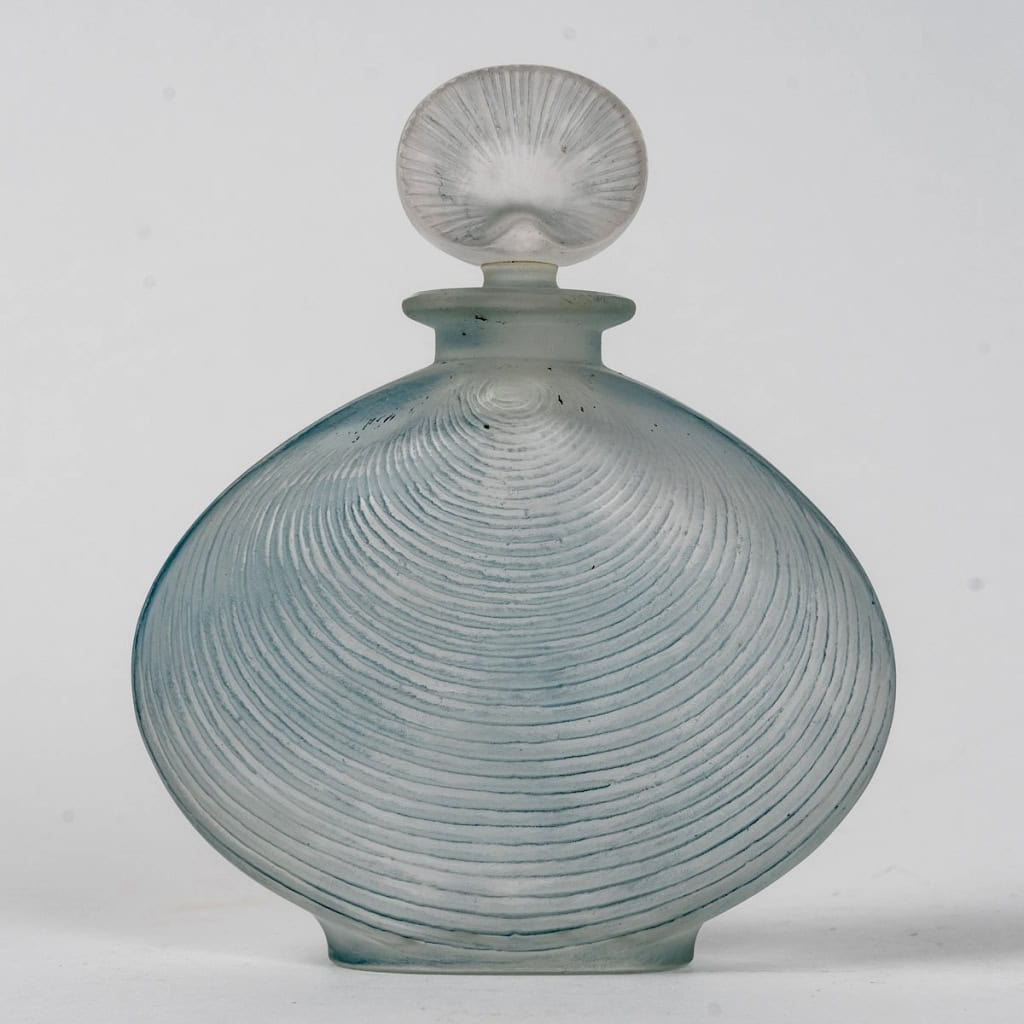 Flacon « Telline » verre blanc patiné bleu de René LALIQUE | Biron ||||||||