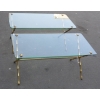 1950/70 Paire de Tables Basses en Bronze Doré Maison Baguès, Modèle bambou, Entretoise, Plateau Verre Vissé