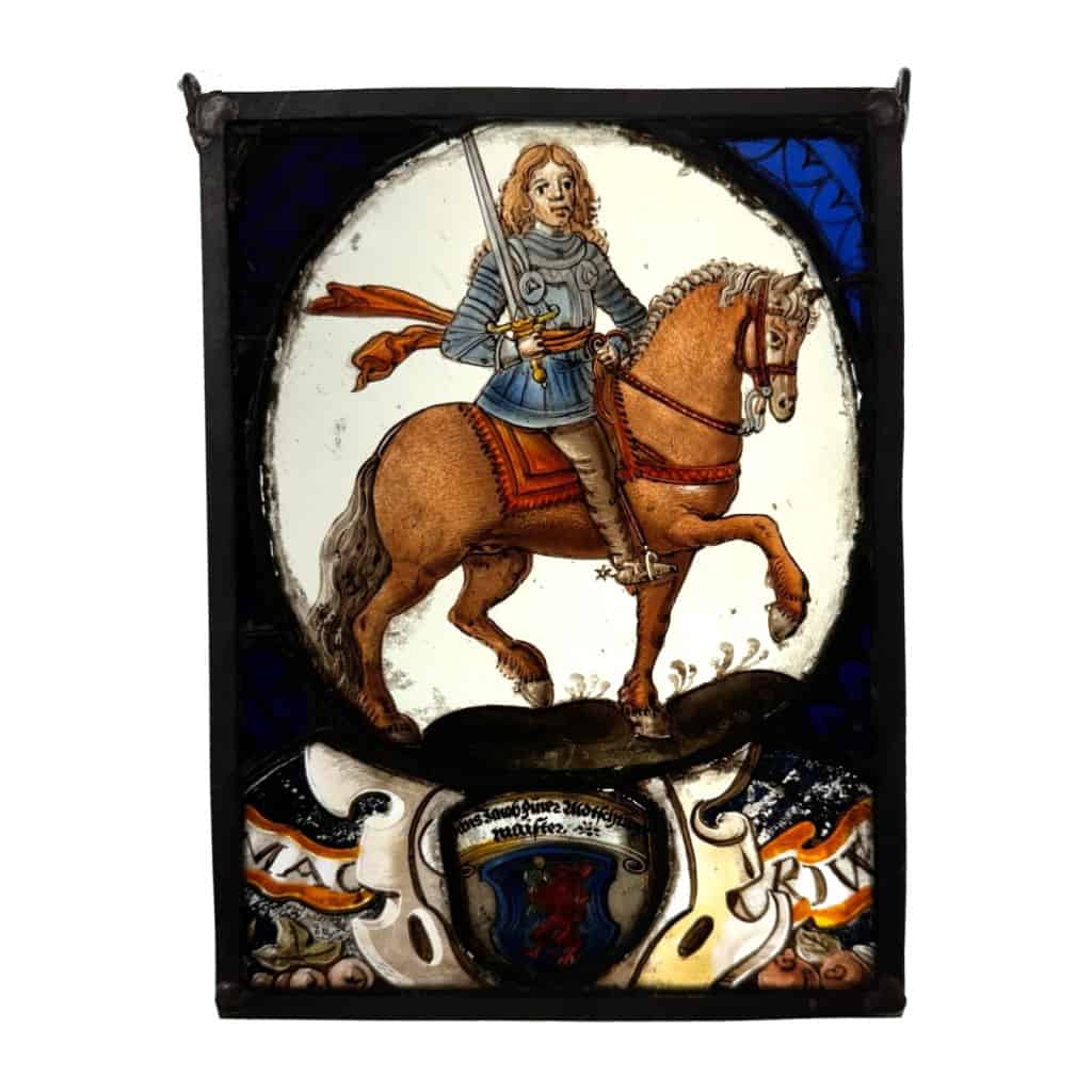 Vitrail au chevalier XVIe (21 x 15 cm) | Biron ||||