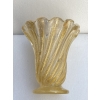 1970′ Vases Similaires Torsadés Cristal Murano Avec Paillons D’ Or Murano