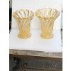1970′ Vases Similaires Torsadés Cristal Murano Avec Paillons D’ Or Murano