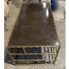 1970′ Table Basse En Bronze Oxydé Plateau Laqué