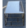 1970′ Table Basse En Bronze Oxydé Plateau Laqué