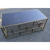 1970′ Table Basse En Bronze Oxydé Plateau Laqué