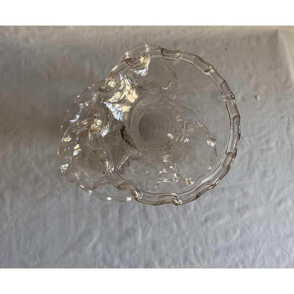 1900′ Coupe en Cristal Gravé avec 3 cornets A Axe Déporté