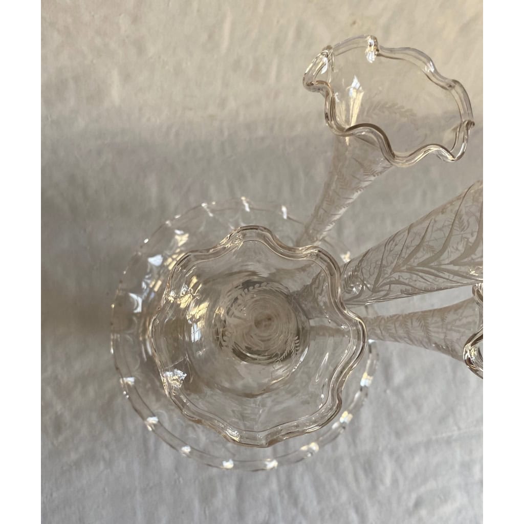 1900′ Coupe en Cristal Gravé avec 3 cornets A Axe Déporté