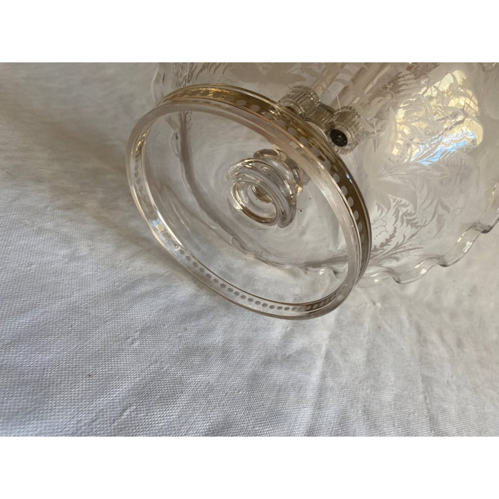 1900′ Coupe en Cristal Gravé avec 3 cornets A Axe Déporté