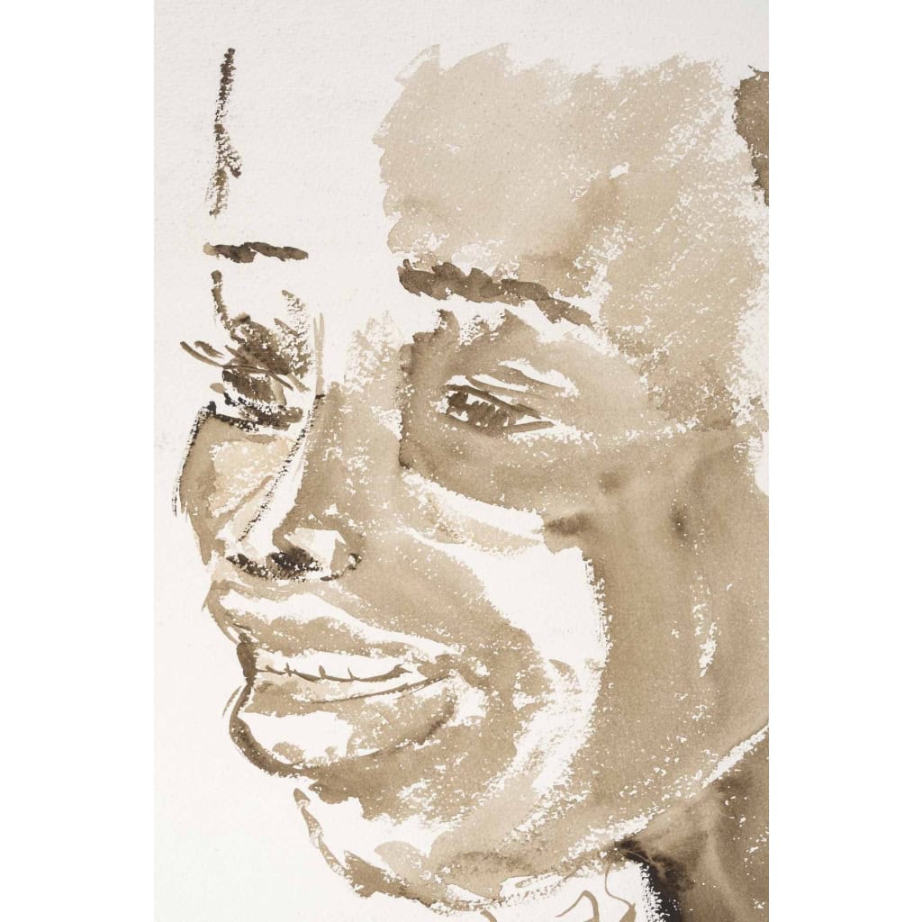 Peinture à l’eau sur papier, portrait d’une femme Africaine, XXème siècle. | Biron Peinture à l’eau sur papier, portrait d’une femme Africaine, XXème siècle.