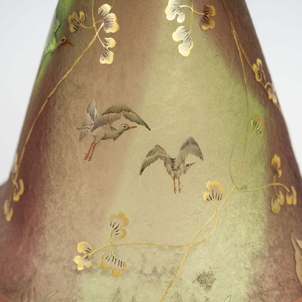 Daum Nancy – Rare Vase Aux Herons Ou Aux Grues, Roseaux Et Nénuphars, Pâte De Verre Art Nouveau | Biron Daum Nancy - Rare Vase Aux Herons Ou Aux Grues, Roseaux Et Nénuphars, Pâte De Verre Art Nouveau