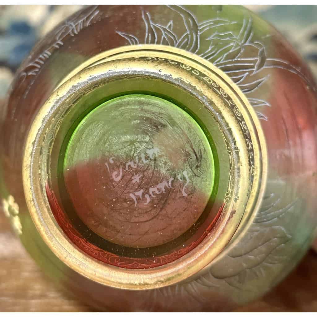 Daum Nancy – Rare Vase Aux Herons Ou Aux Grues, Roseaux Et Nénuphars, Pâte De Verre Art Nouveau | Biron Daum Nancy - Rare Vase Aux Herons Ou Aux Grues, Roseaux Et Nénuphars, Pâte De Verre Art Nouveau