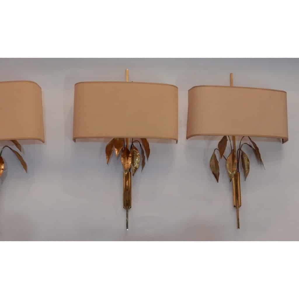 1970′ Série de 4 Appliques Maison Charles Aux Feuillages De Laurier | Biron 1970′ Série de 4 Appliques Maison Charles Aux Feuillages De Laurier