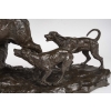 Sculpture en bronze patiné, cerf et chien de chasse, XIXème siècle. | Biron Sculpture en bronze patiné, cerf et chien de chasse, XIXème siècle.