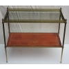 1970′ Étagère en Bronze avec Galerie Maison Baguès et 2 Plateaux Vitre et Gainés de Cuir Beige 10