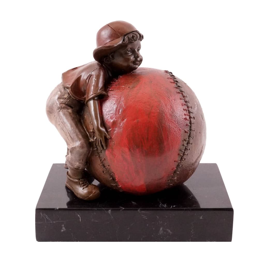 Sculpture en bronze représentant l’enfant et la joie du baseball, XXème siècle. | Biron ||||||||