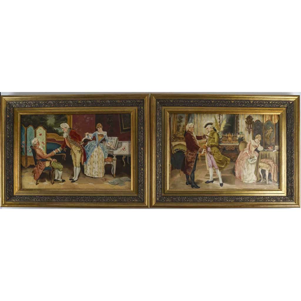 Une Paire De Tableaux Scènes Galante époque Napoleon III | Biron |||||||||||