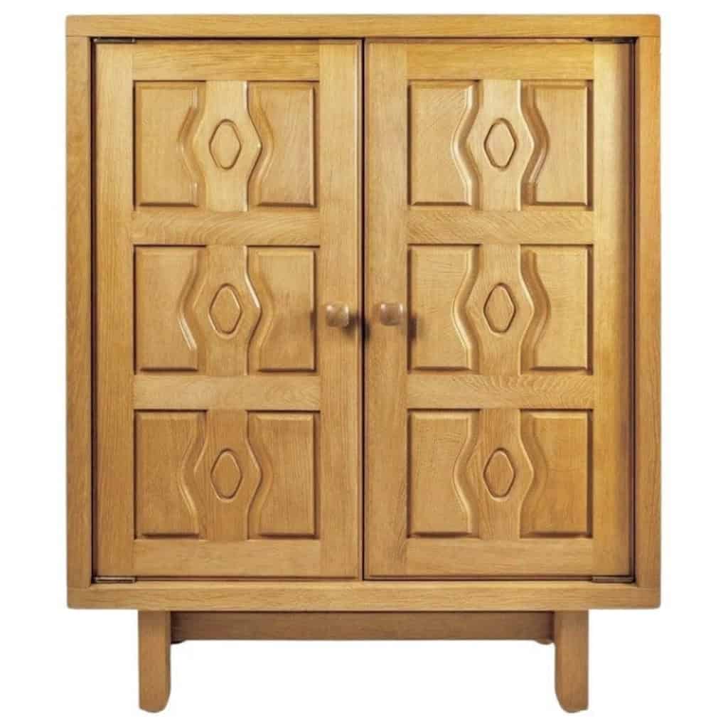 1950 Solid oak low cabinet by Guillerme and Chambron | Biron |||||||