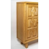 1950 Solid oak low cabinet by Guillerme et Chambron | Biron 1950 Solid oak low cabinet by Guillerme et Chambron