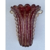 1970′ Vase Cristal Murano Violine et Or Signé Toso