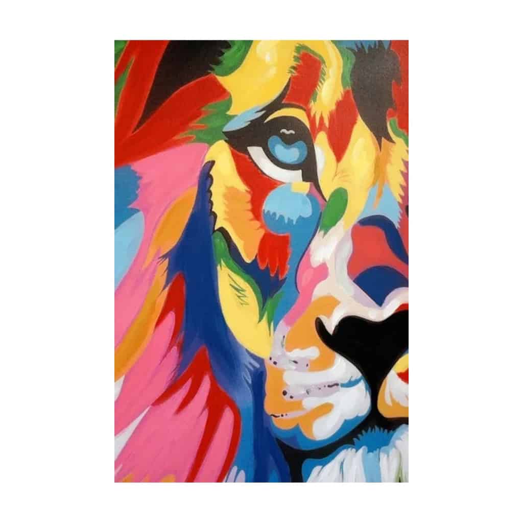 Peinture d’un lion, peinture acrylic, XXIème Siècle. | Biron ||||||