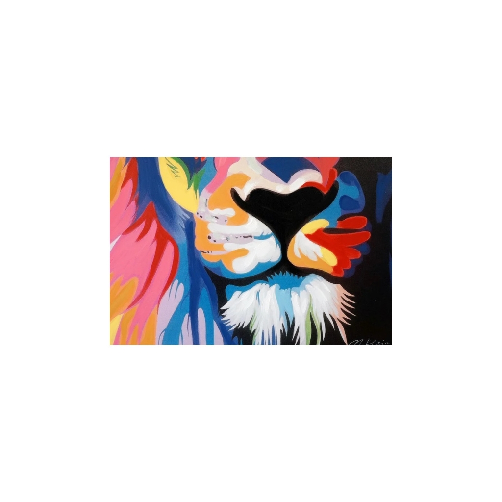 Peinture d’un lion, peinture acrylic, XXIème Siècle. | Biron Peinture d’un lion, peinture acrylic, XXIème Siècle.
