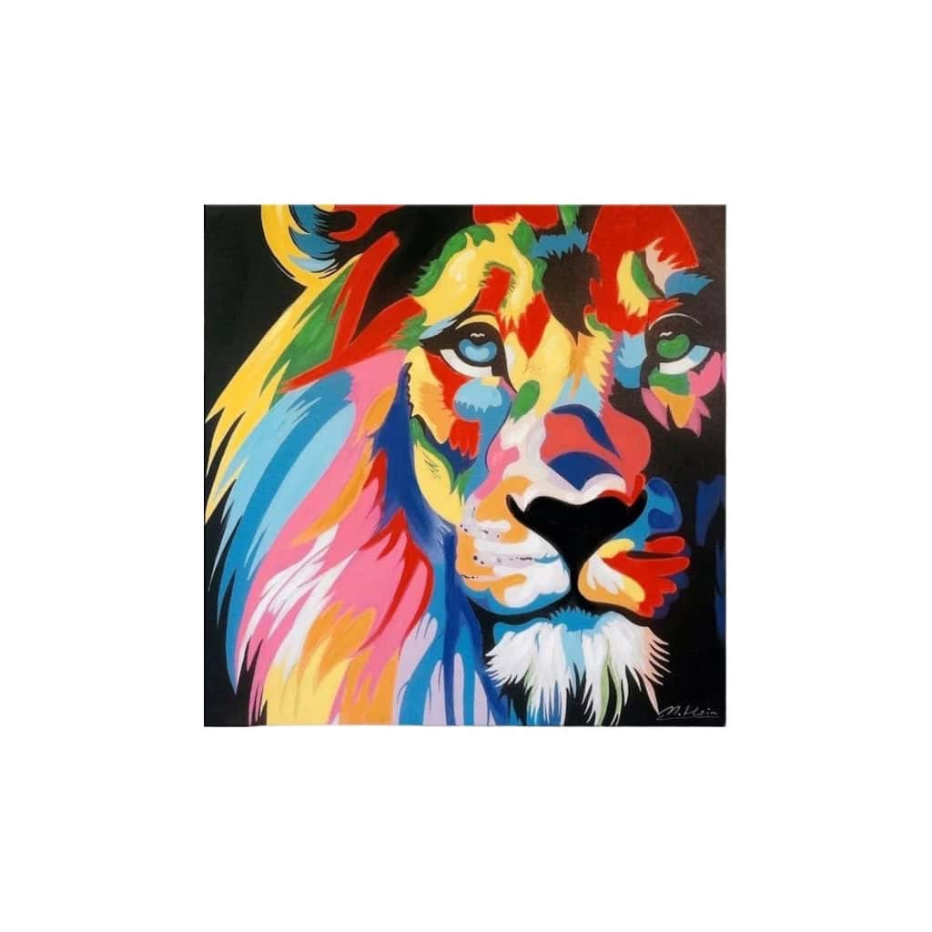 Peinture d’un lion, peinture acrylic, XXIème Siècle. | Biron Peinture d’un lion, peinture acrylic, XXIème Siècle.