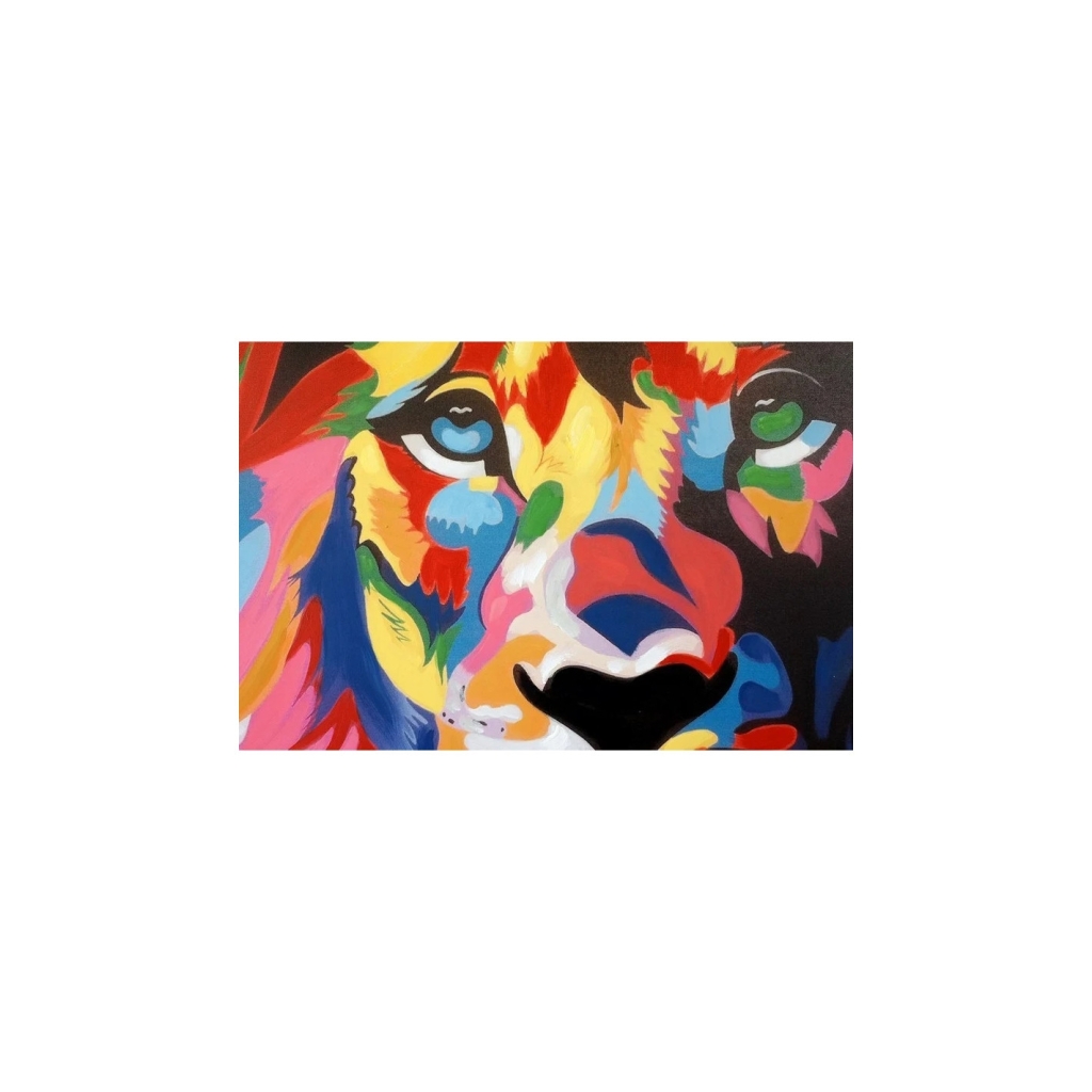 Peinture d’un lion, peinture acrylic, XXIème Siècle. | Biron Peinture d’un lion, peinture acrylic, XXIème Siècle.